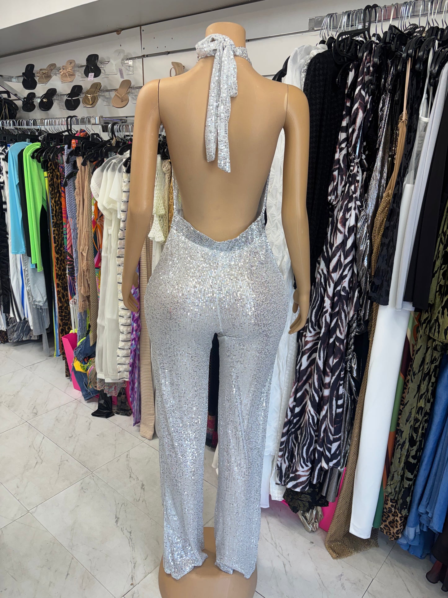 Silver Sequence Jumpsuit