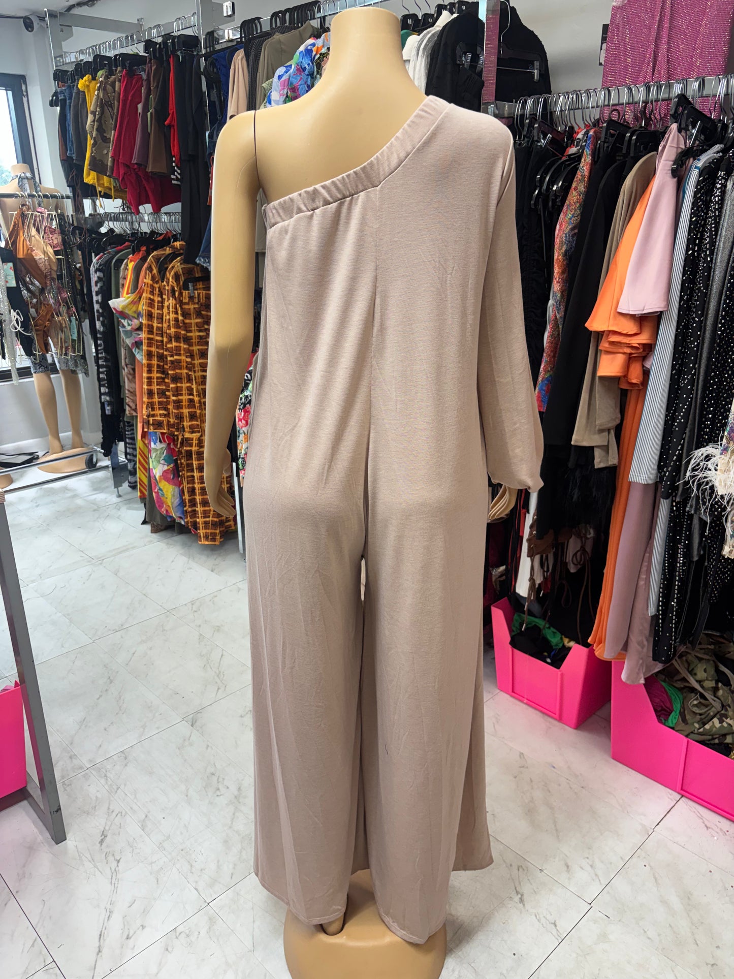 One Shoulder Wide Leg Jumpsuit