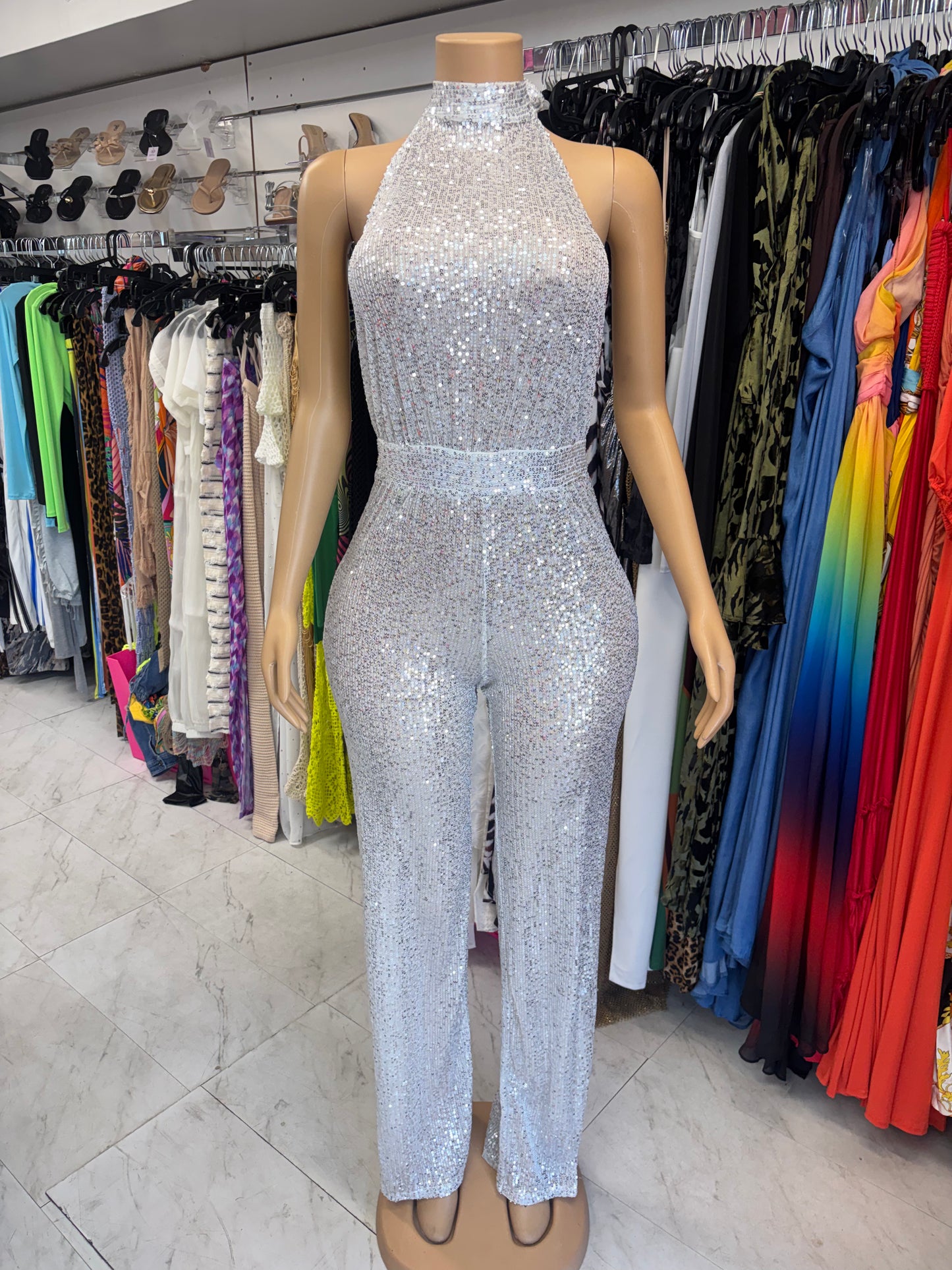 Silver Sequence Jumpsuit