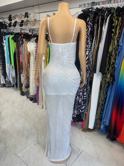 White Rhinestone Dress