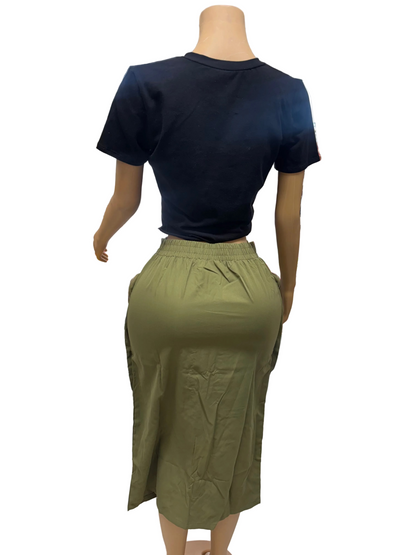 Olive Green Cargo Skirt