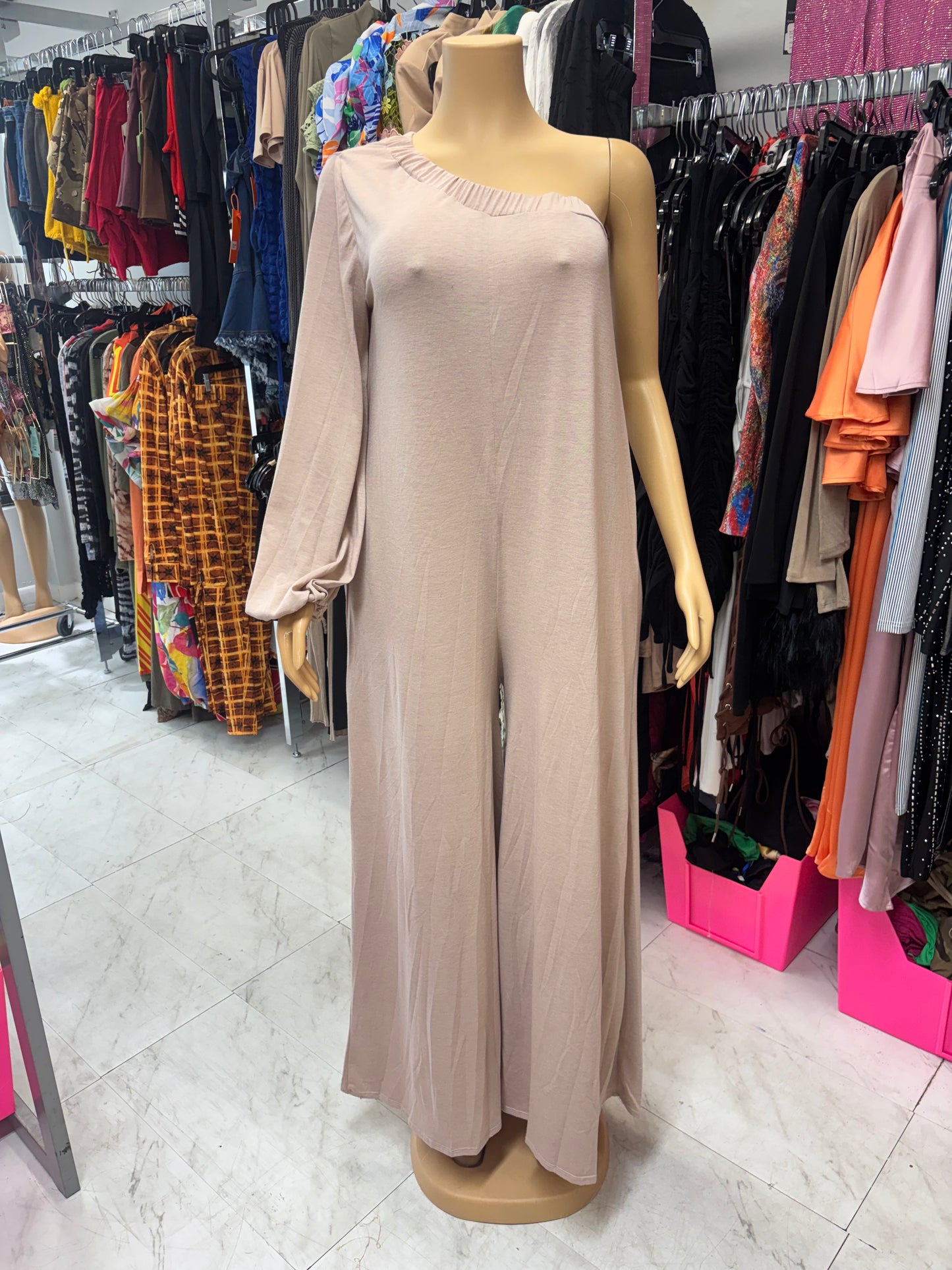 One Shoulder Wide Leg Jumpsuit