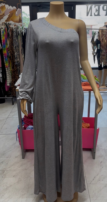 One Shoulder Wide Leg Jumpsuit