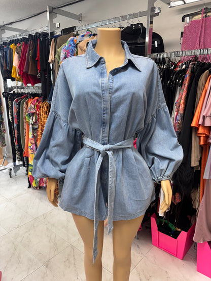 Light-Wash Denim Romper