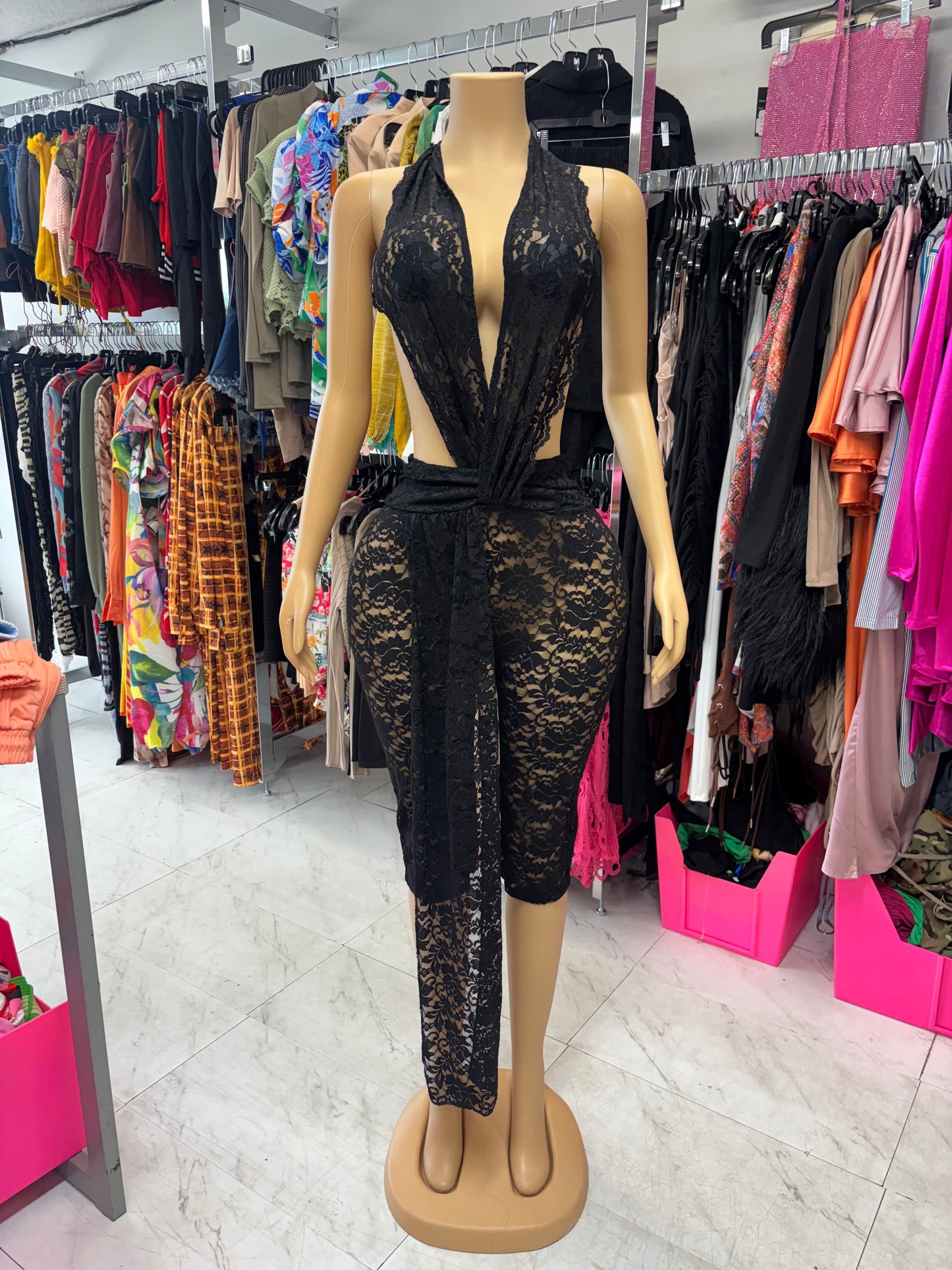 Black Lace Halter Jumper