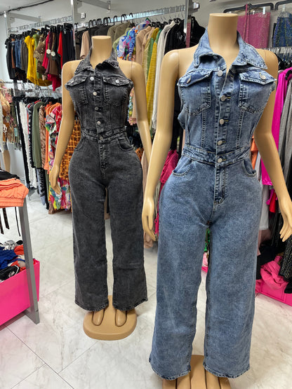 Denim Sleevless Jumpsuit