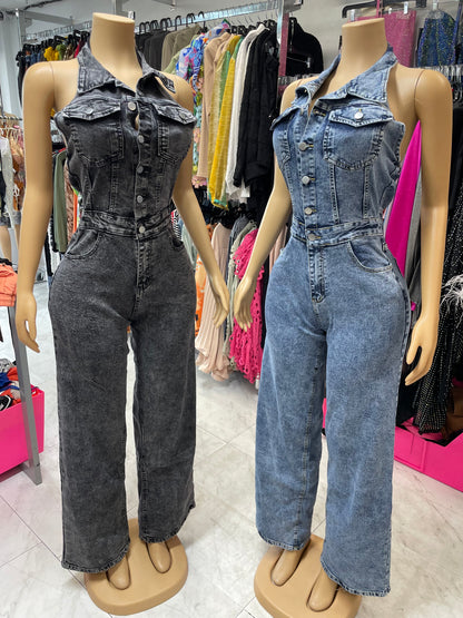 Denim Sleevless Jumpsuit