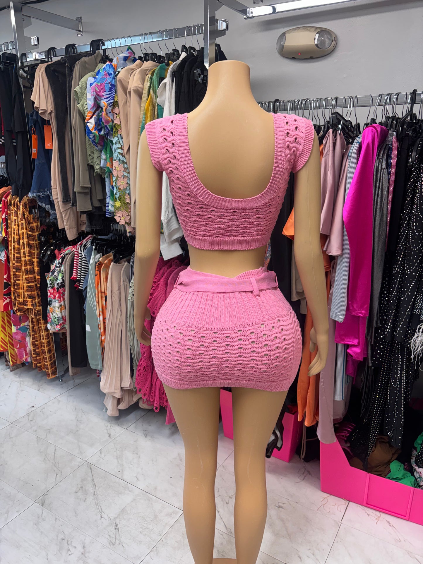 Pink knit two piece set
