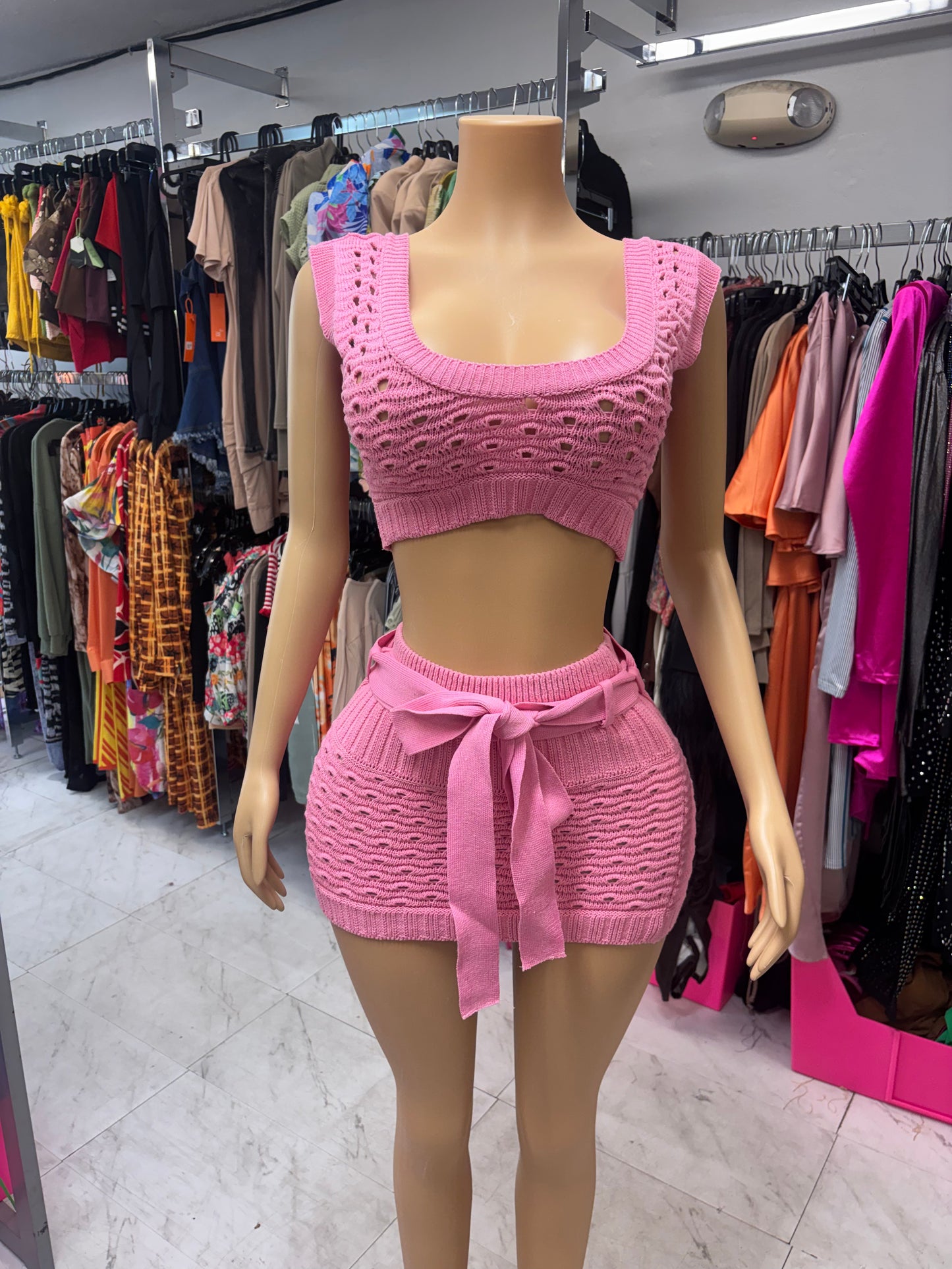 Pink knit two piece set