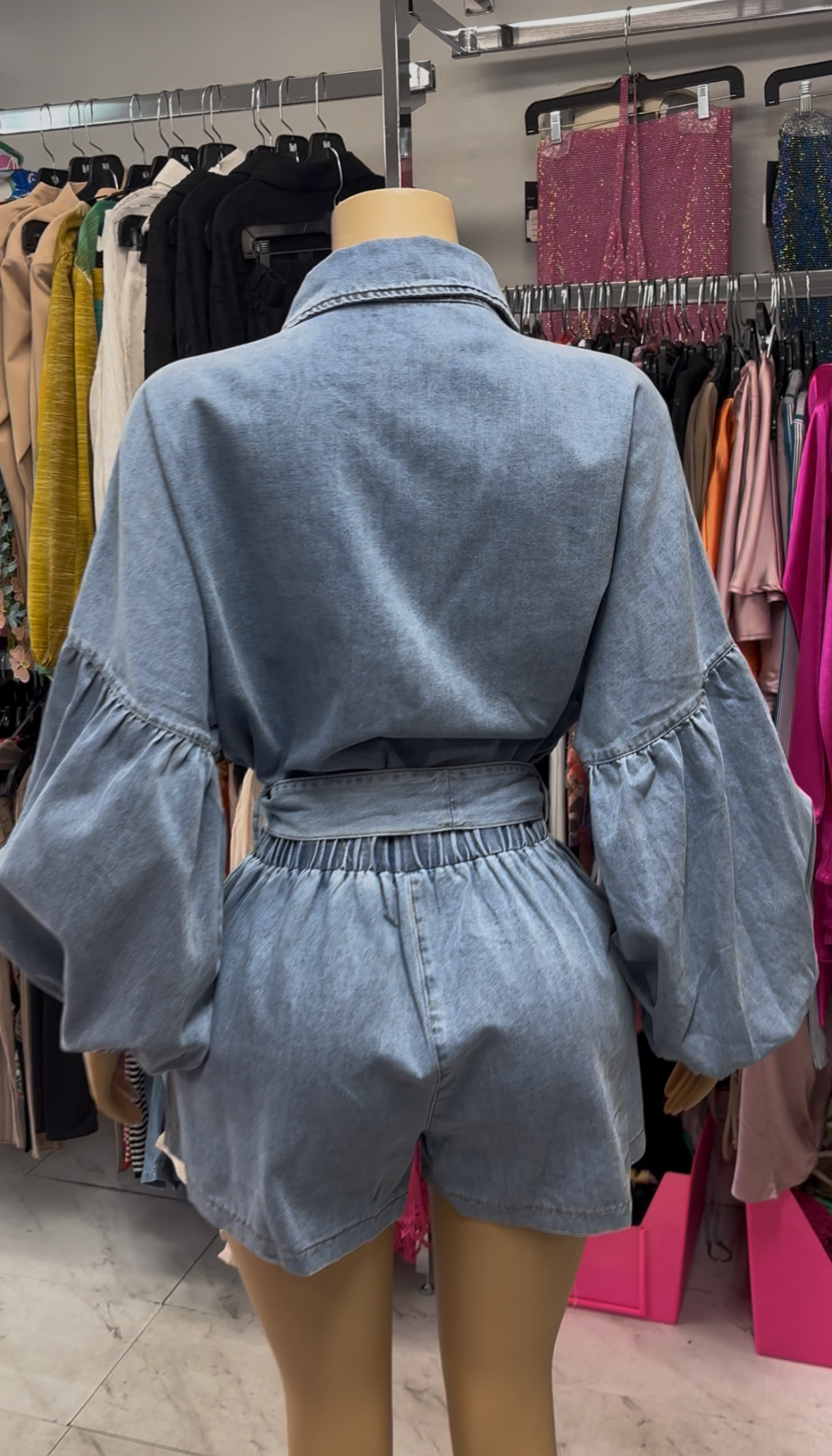 Light-Wash Denim Romper