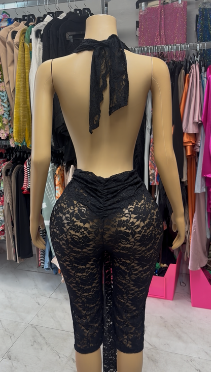 Black Lace Halter Jumper
